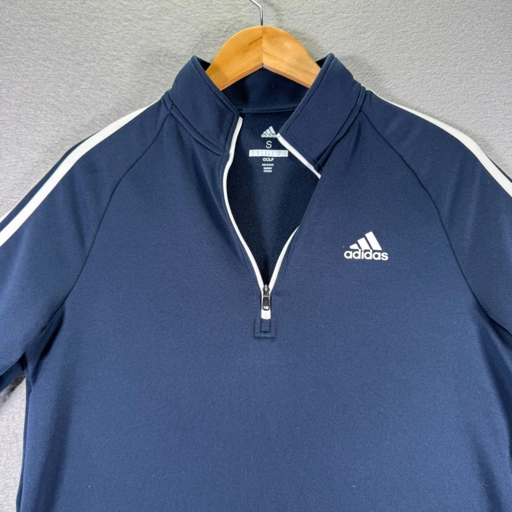 Adidas Golf Quarter Zip Sweater Mens Small Blue‎ Fleece Performance Athleisure